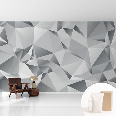 Papier peint intissé décoratif pour salon chambre et cuisine Facile à poser avec colle Géométrie abstraite 416x254 cm (1/5)