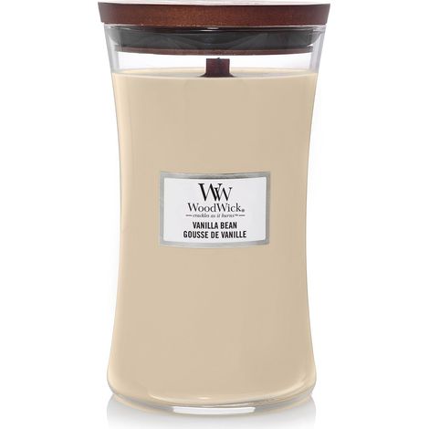 WoodWick candela grande profumata con stoppino scoppiettante  Bacca di Vaniglia (Vanilla Bean)  Durata Fino a 130 Ore (1/5)