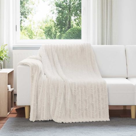 Überwurfdecke Creme 200 x 150 cm Fleece