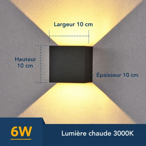 Applique murale LED extérieure étanche carrée 6 W noir lumière chaude angle réglable noir 6 réf 8166 11 × 11 × 11 cm 420 g – Livraison gratuite