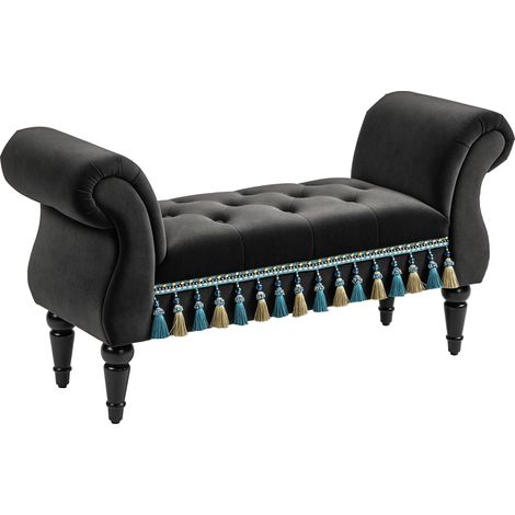 Polsterbank, Sitzbank, Vintage-Design, bis 150 kg, 117x40x58 cm, Dunkelgrau