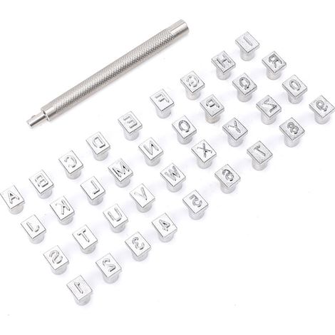 Kit de 36 poinçons alphabet et chiffres pour la fabrication de cuir (6 mm)