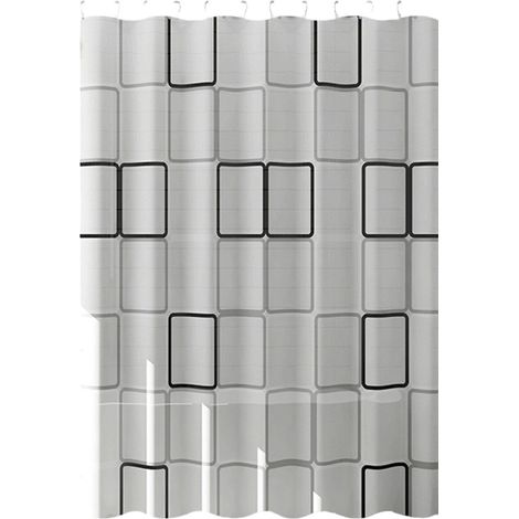 Rideau De Douche - 180 X 180 Cm - Tissu Imperméable - Motif Géométrique - Avec Crochets - Pour Salle De Bain (1/5)
