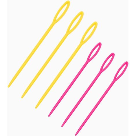 Lot de 6 aiguilles à coudre en plastique, aiguilles à coudre à la main, aiguilles à tricoter pour enfants, couture, loisirs créatifs et bricolage (2 tailles)