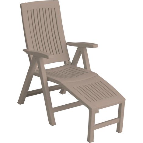 Lettino Prendisole con braccioli da Giardino in Plastica Bauer Lucrezia Relax Tortora
