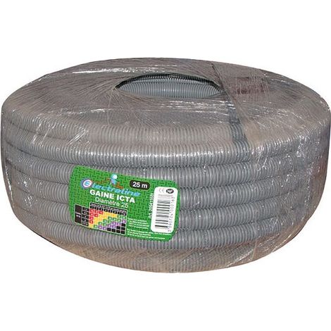 Electraline – Gaine électrique ICTA 25mm² – Longueur 25m – Protection câbles dans cloisons et dalles – Conduit annelé pour installations électriques