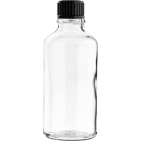 Frasco de vidrio incoloro de 5 ml con tapón negro, rosca 18/415. (1/4)