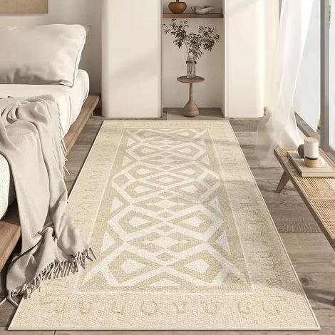 (40 x 120 cm)Tapis de Chevet Simple, Style Nordique, antidérapant, Style rétro marocain, pour Chambre à Coucher, Grand Salon