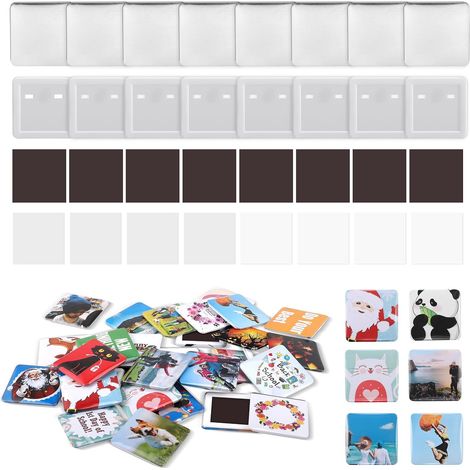 Kit de Boutons magnétiques pour réfrigérateur 50 × 50 mm, 100 pièces pour aimants carrés, Accessoires pour Machine à Badges avec Coques métalliques, Dos en Plastique et aimants Souples (1/5)