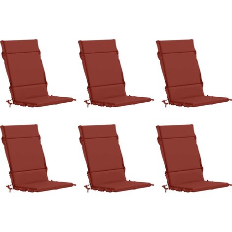 Coussin de Chaise à Dossier Haut pour Jardin et Salon Polyester Rouge Lot de 6 Pièces (1/5)