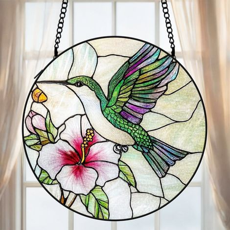 Vitrail colibri attrape-soleil 16 cm décoration fenêtre suspension cadeau grand-mère (1/5)