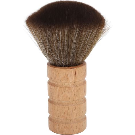 Brosse à poussière pour cou de barbier, poils doux en bois, balai de nettoyage visage et cou, manche ergonomique (1/5)