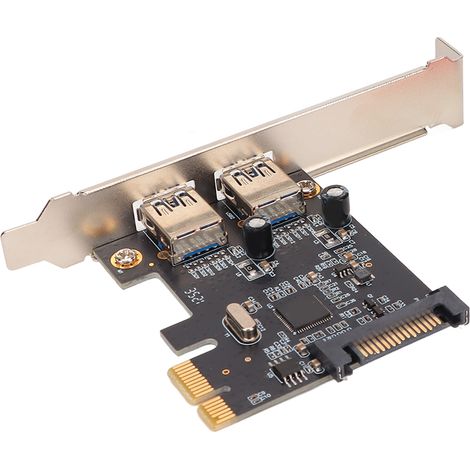 Carte d'extension PCIe vers USB 3.0, 2 ports, débit 5 Gbit/s, échange à chaud USB, compatible Win XP et Vista. (1/5)