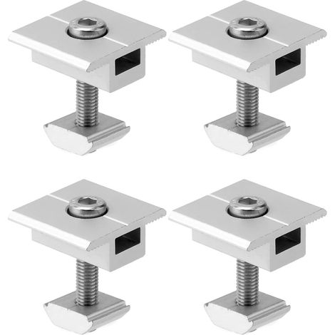 4 pièces Pince de panneau solaire en alliage d'aluminium, pinces centrales, pour fixation panneau solaire, 30mm (1/5)