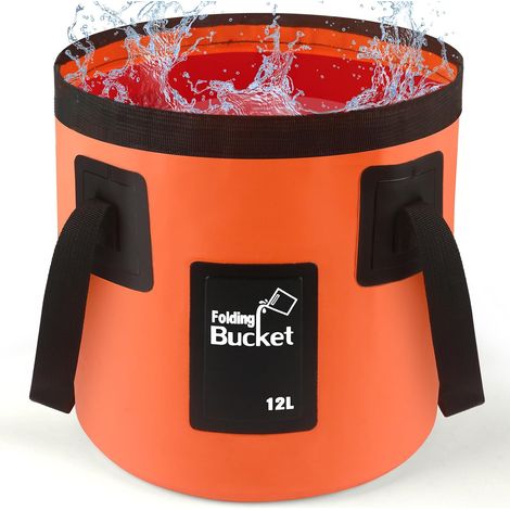 KOWOLL Seau pliable 12 L, récipient léger pour le rangement de l'eau en camping, randonnée et pêche. (1/5)