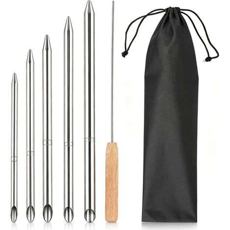 Lot de 7 outils d'épissage de corde avec sac de rangement, contient 1/2" 1/4" 5/16" 3/8" 7/16" pour corde de bateau, laisse de parachute, laisse de chien, aiguille en acier fabriquée à la main en (1/5)