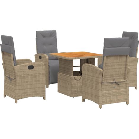Maison Exclusive - Ensemble à manger de jardin avec coussins 5pcs Beige poly rotin