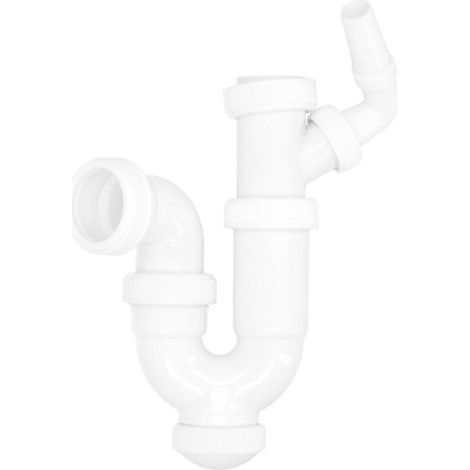 Siphon Courbé Extensible - 1 1/2" Ø40 mm - Pour Machine À Laver Et Lave-Vaisselle - PVC Blanc - 8 x 27 x 29 cm (1/5)