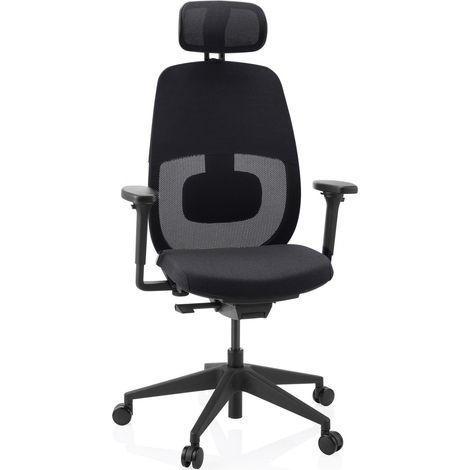 Ergonomischer Bürostuhl Skandis Pro mit Kopfstütze schwarz / Gestell schwarz hjh OFFICE (1/5)