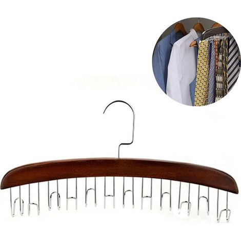 Porte-cravates en bois suspendu, accessoire de dressing pour homme, gain de place, pour ranger et présenter vos cravates. (1/4)