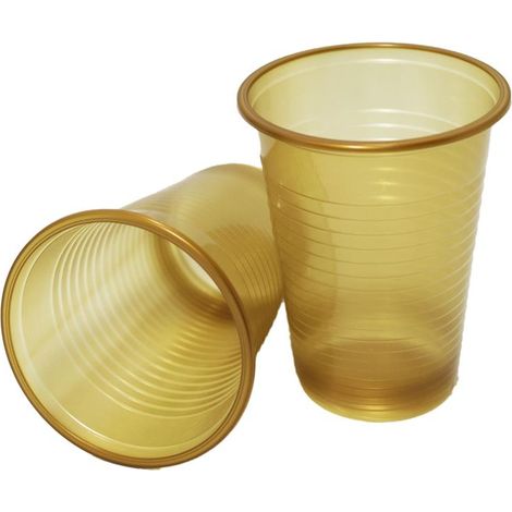 BICCHIERI DI PLASTICA SET 50 PZ DA 200 CC COLORE ORO DA TAVOLA E PER FESTE