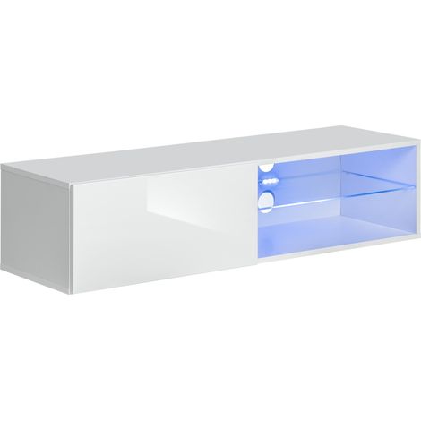 Banc TV mural Switch RTV 4 - L 120 x P 40 x H 30 cm - Blanc - Livraison gratuite (1/5)