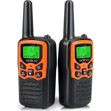 Talkie-walkie. Talkie-walkie longue portée pour adultes avec 22 canaux FRS. Talkie-walkie familial avec lampe de poche LED Écran LCD VOX pour randonnée. camping (lot de 2) (1/5)