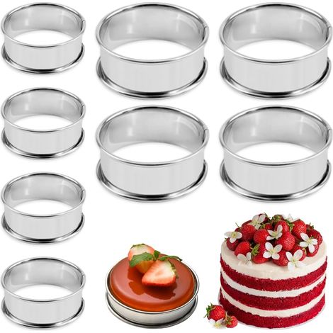 8 x 10 cm Pastry Circle and 8 cm Round Tart Circle (1/5)