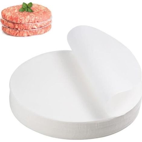 500 Pièces Papier Antiadhésive Steak Haché Diamètre 10 cm,Papier Sulfurisée de Galettes Hamburger,Papier Parchemin Ronde (1/4)