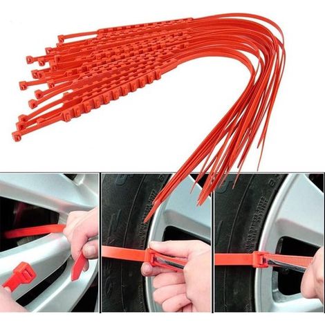 Cadenas para nieve, 10 unidades, antideslizantes, para neumáticos, de emergencia para hielo y nieve. (1/5)