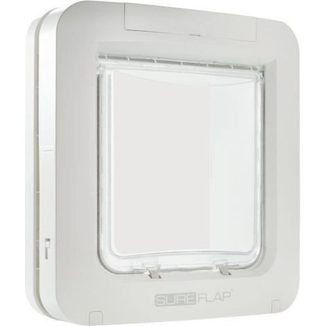 Chatière SureFlap 281 mm hauteur – 262 mm largeur – Alimentation piles LR14 – Verrouillage 4 voies – Pour intérieur/extérieur