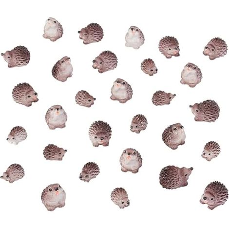 AHANDMAKER Lot de 30 figurines miniatures d'animaux de jardin - Mini hérisson - Accessoires de jardin - Figurines pour maison, terrarium, plantes, bonsaï, loisirs créatifs