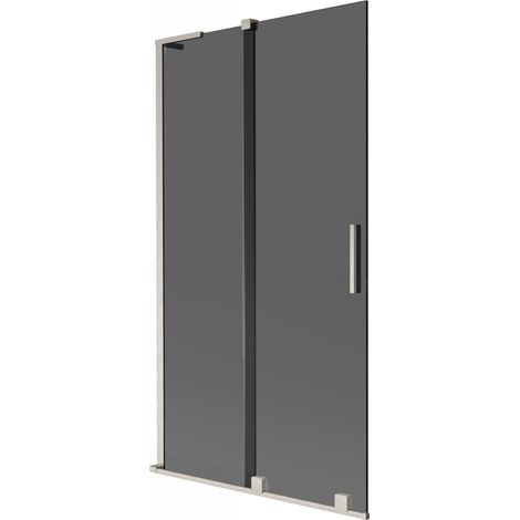 Mexen Velar L Duschwand, 2-flügelig, verschiebbar, 100 x 150 cm, Grafit, gebürsteter Nickel - 896-100-003-41-97 (1/2)