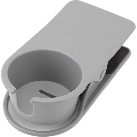Porte-gobelet de bureau gris, support pour tasse fixé au bord de table, clip pour ordinateur, porte-verre réglable pour bureau. (1/5)