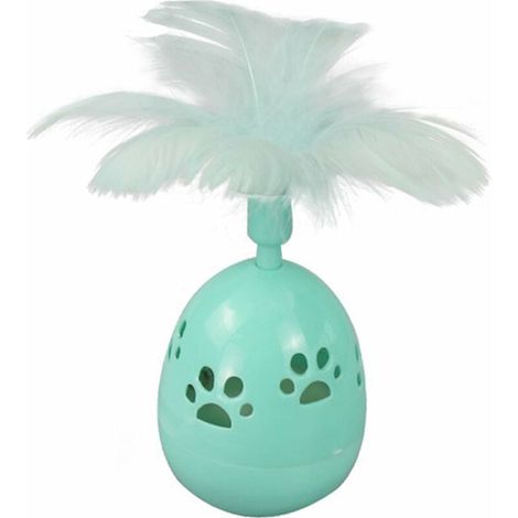 SABIR Balle d'équilibre rotative irrégulière de Jouet de gobelet de Chat interactif pour l'exercice de Chaton Stimuler l'instinct de Chasse IQ Jouet teaser pour chat avec plume et cloche. (1/5)