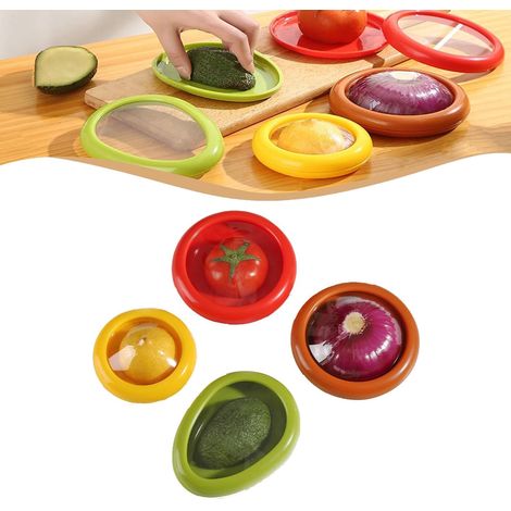 Boîte De Rangement Pour Fruits - Couvercle En Silicone Alimentaire Étanche - Pour Avocat Demi Oignon Citron Tomate - Lot De 4 (1/5)