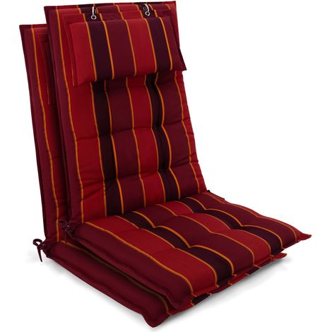 Set de 2 coussins de chaise Sun-HL 120x50x8cm rouge-anthracite-rayé (1/5)