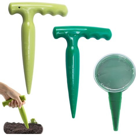 2 Pcs Plantoir à Bulbes En Plastique Robuste,Outil De Perforation De Jardin,Mini Planteur Avec Manche En Ergonomique,Outil De Jardinage Avec Graduation,1pcs Verstellbare Sämaschine (1/5)