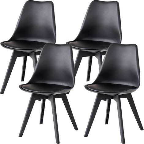 Wokaka - Set di 4 sedie da pranzo - design minimalista - Sedie nere, ergonomiche - sale da pranzo, soggiorni e sale conferenze