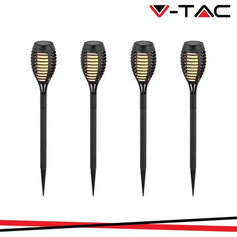 V-TAC Lampada Solare LED a Torcia Effetto Fiamma 1W Bianco Caldo 4pz
