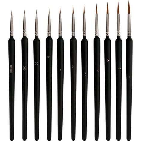 Pinceaux – Pinceau – Set de 11 pinceaux – Peinture par numéros adultes - Peinture - Pinceaux Peinture - Aquarelle, Gouache, Acrylique, Peinture à l'huile – Loisirs – DIY - Noir (1/5)