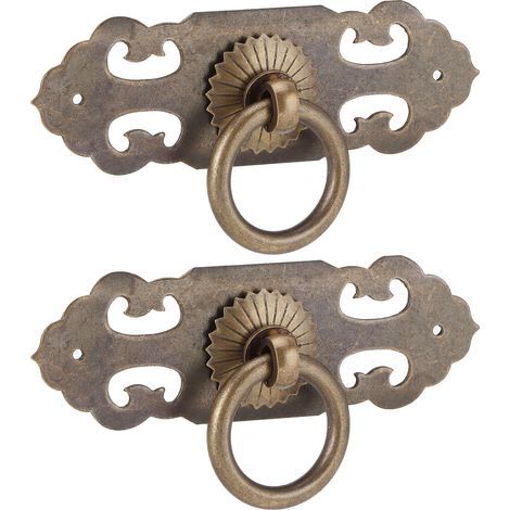 Poignée horizontale de tiroir en cuivre, 2 ensembles de 90mm, pièces de meubles creuses antiques pour armoire (1/5)