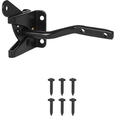 Cerradura automática negra de 1 pieza para puerta, jardín o portón, cerradura de seguridad para puerta, cerradura para portón de jardín, ideal para portones de jardín. (1/5)