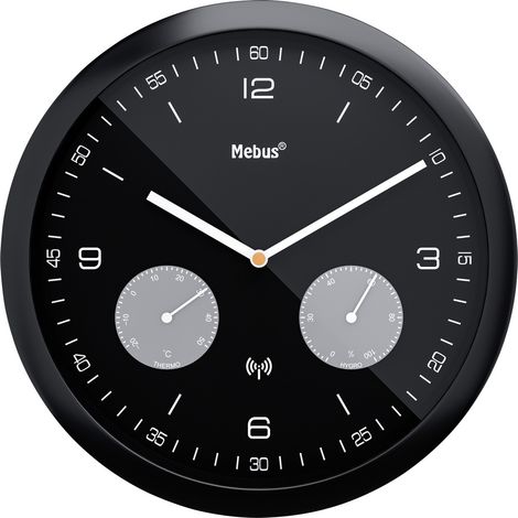 Mebus 52825 Funk Wanduhr 26 mm x 42 mm Schwarz