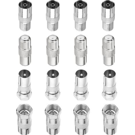 Adaptateur Antenne TV, Adaptateur d'Antenne TV F Mâle vers Femelle, Connecteur Coaxial Câble F Mâle/Femelle, Répartiteur Raccord Coaxial pour Câble Satellite (1/5)