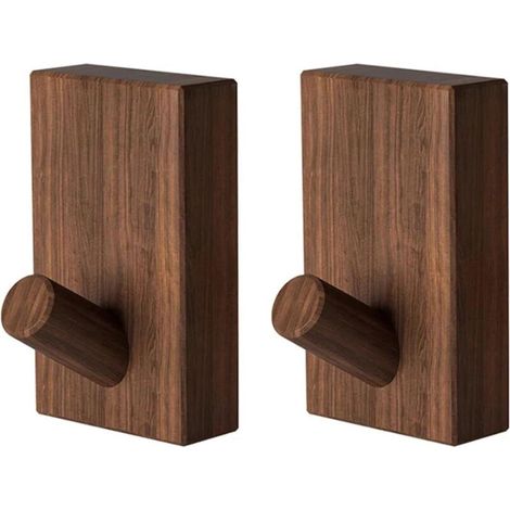 Nordic Walnut and Beech Wood Wall Hook for Coat, Entrance Clothes, Skirt, Hat, Conical Punch, Hotel Decoration, Robe Rack(Walnut 2pcs)