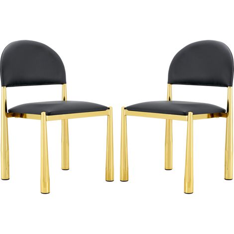 Set de 2 sillas de comedor modernas tapizadas en PU con respaldo semicircular y patas de metal (1/5)