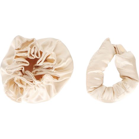 Bandeau satin doux pour boucles naturelles, kit mise en plis sans chaleur pour cheveux longs, portable et confortable pour nuit, couleur beige (1/5)