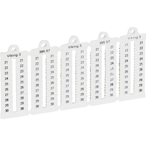 100 repères à lecture verticale pour bloc de jonction viking 3 pas 5mm avec chiffres 21 à 30 LEGRAND 039557 (1/2)