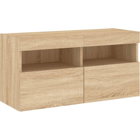 Mobile TV multimediale scaffale TV credenza TV sala da pranzo soggiorno camera da letto a parete con luci LED rovere Sonoma 80 x 30 x 40 cm marrone 020028024